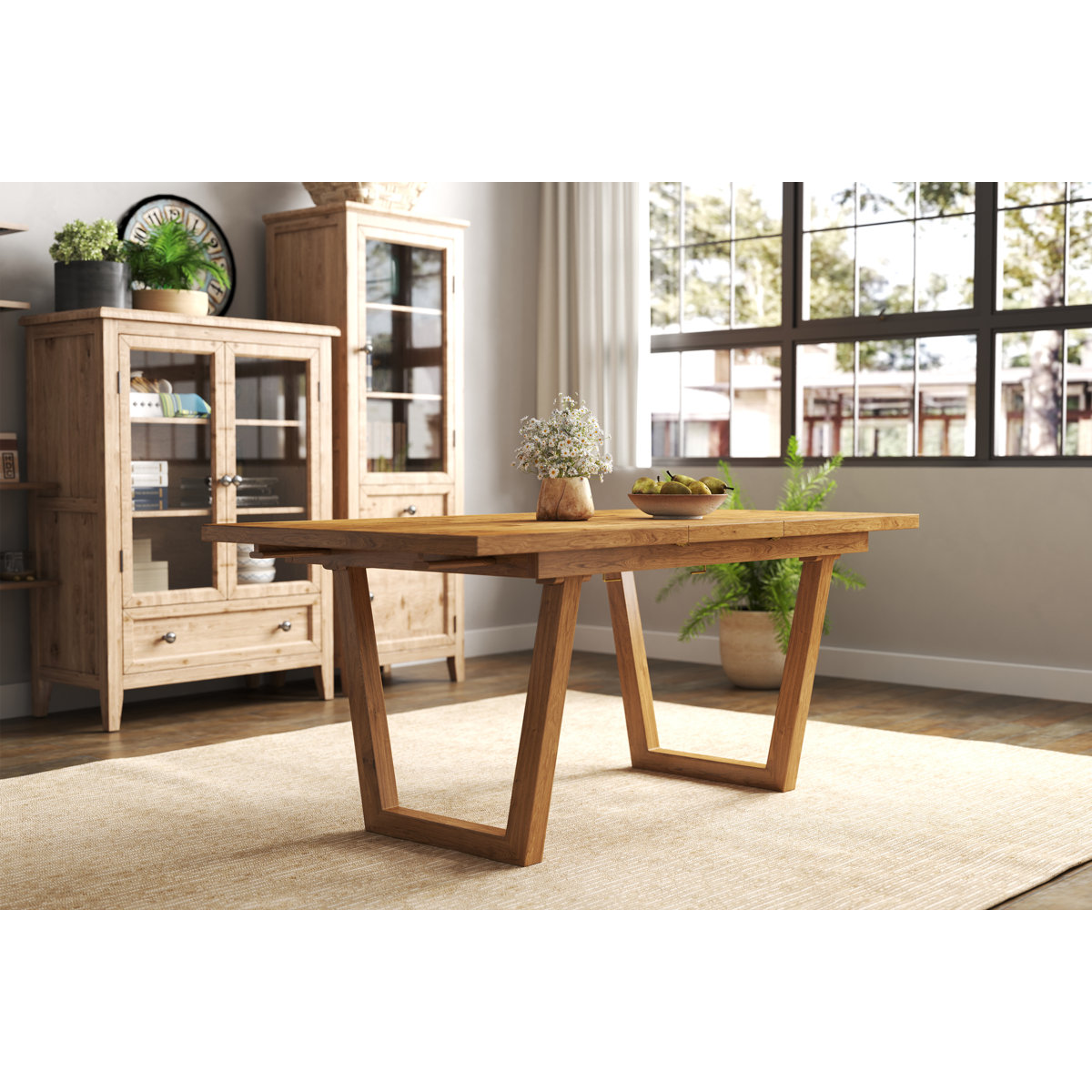 Gracie Oaks Extendable Solid Wood Dining Table With Sled Legs, Farmhouse Dining Table For Kitchen & Reviews